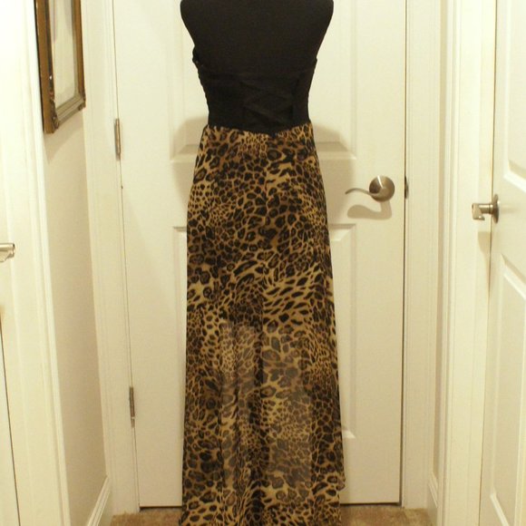 REDUCED Off Shoulder Gabriella Rocha Women's Cheetah Print Dress Like New Sz L - Picture 2 of 4